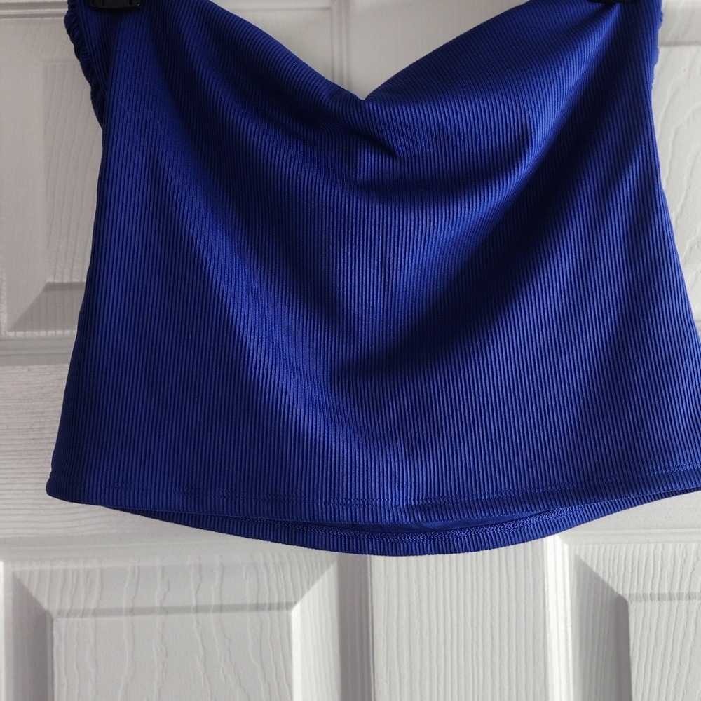 Express Vibrant Blue Ribbed Top - Picture 3 of 5